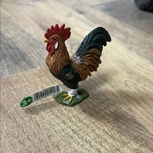 Rooster Farm Animal Figure – Brown, Green & Red Collectible Toy